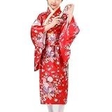 [RONGUI] 着物 子供 女の子 コスプレ 正月 七五三 kimono set kids 日本 伝統 土産 外国人 (赤（red:レッド）, 140)