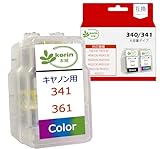 【korin本舗】BC-341XL/361XL キャノン(Canon)用 詰め替えインク BC-341 BC-361 341 361 カラー*1 合計1本 増量 説明書付 残量表示 個包装 対応機種:TS5430 TS5330 TS5130S TS5130 MG4130 MG3130 MG2130 MG4230 MG3230 MG3530 MG3630 など