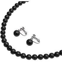 天然ジェット　10mm ネックレス　イヤリング SET Amazon | 天然 ジェット 10mm珠 ネックレス イヤリング セット