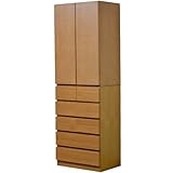 壁面収納 天然木 タモ 板扉 引き出し 幅60cm ブラウン SL-53-62