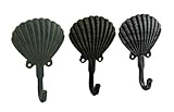 鋳鉄装飾壁フックアンティーク調貝シェル3 Piece Coastal鋳鉄ウォールフックセット4 x 6.25 X 1.75インチマルチカラーモデル# 67796-set