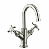 Hansgrohe 16505821 Axor Montreuxスモールシングル穴蛇口クロスハンドル、つや消しニッケル