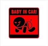 ノーブランド 赤 BABY IN CAR 不敵な笑み赤ん坊 シール ステッカー デカール