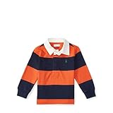 ポロラルフローレン ポニー付 ラグビーボーダー 長袖ポロシャツ オレンジマルチ (男の子12～24か月用) 12Mサイズ [並行輸入品]