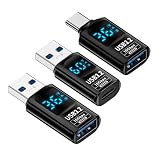 CY アダプター 3個/ロット Type-C スマート LED ディスプレイ USB-C から USB3.2 Type-A アダプター 10Gbps データ電流電圧急速充電監視ディスプレイテスター検出器
