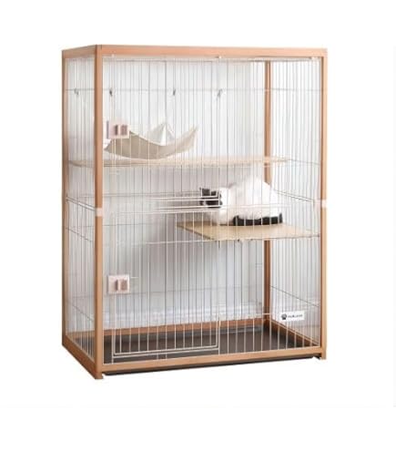 Amazon.co.jp: OSJ 猫 ケージ キャットケージ 2段 木製フレーム