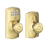 Schlage fe595 V Cam 505 GEO Camelotキーパッドエントリwith flex-lock and Georgianスタイルノブ、明るい真鍮