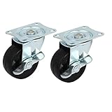 uxcell キャスターホイール　旋回板　玉軸受　トロリーキャスター　wブレーキ　2個入り