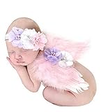 Newland Feather Angel Wings Rhinestone Headband Set Baby Chiffon Flower Headband Hair Accessories Ne