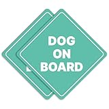 GEEKBEAR 犬搭乗中サイン - ステッカーまたはマグネット、カラーバリエーションあり、耐候性 - ダイヤモンド型 17.4cm x 17.4cm (Mint, Reflective Magnet)