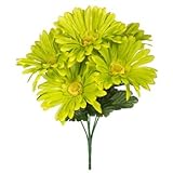 ( Pack of 2 ) 13インチ6ステム人工フラワーブーケ(グリーンGerber Daisy )