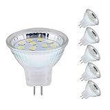 AmmToo Pack of 6 MR11 LED Bulb 2Watt LED Bulb 12V AC/DC Cool White GU4 Base 2835SMD 12LEDs 6000K 180