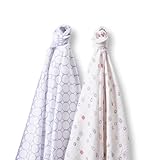 SwaddleDesigns SwaddleDuo Set of 2 Swaddling Blankets Cotton Muslin + Premium Cotton Flannel Lavende