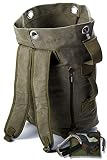 KIRIRU【 無骨 × 帆布 】 メンズ リュック 大容量 〔 防水 レインカバー &amp; 収納袋 付き 〕 20L 30L 堅牢 コットン キャンバス バックパック サイドファスナー ポケット付きモデル (グリーンM(防水カバー迷彩))
