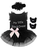 3ピースベビー女の子リトルブラックドレスロンパースヘッドバンドと足ジュエリー カラー: ブラック