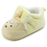 KINDOYO 赤ちゃん コットン ベビーシューズ 可愛い 暖かい スニーカー ベビーシューズ ファーストシューズ 子供靴 ブーツ , イエロー