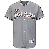 マジェスティックMiami Marlins Mens Cool Base Authentic Road Gray Jerseyサイズ56