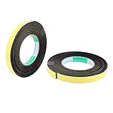 uxcell スポンジテープ 耐衝撃性 ノイズ絶縁 ブラック イエロー 1.5 x 14.5cm 2個入り