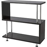 アイリスプラザ オープンラック S字 3段 ダークブラウン 幅80×奥行29.5×高さ80.6cm SRK-8308