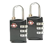 BeGrit TSAロック3桁の組み合わせ – Best承認ロック旅行用安全とセキュリティ、2 - Pack、ブラック ブラック 8422-2