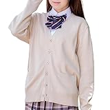 [クラッセ] スクールカーディガン 学生 制服 春夏 秋冬 通年 通学 無地 Vネック ベージュ Mサイズ