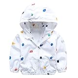Guangqiベビー子供防水フード付きジャケットジッパーシャツ上着レジャーウインドブレーカーコート 130cm ホワイト 6