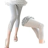 Spinas(スピナス) 2枚セット 肌触りなめらか レギンス マタニティ レース柄 7分丈 （グレー） (XL)