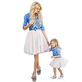 Franterd Mom & Baby親子Demin Tシャツトップス+スカートドレスファミリ服服装セット