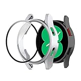 XIHAMA For Galaxy Watch4 / Galaxy Watch5 カバー 保護ケース PC素材 強化フィルム付き 40MM 44MM (44MM, シルバー)