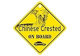 Chinese Crested ON BOARD カーサインボード：チャイニーズクレステッド 乗車中 ミニサイン 吸着盤つき Made in U.S.A [並行輸入品]