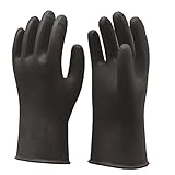 Fenteer ゴム　作業手袋（1ペア）　耐酸性　消毒 清掃 家事 工業用　ガーデングローブ　7サイズ選択　ラテックス　耐酸性　ブラック＆ホワイト - ブラック40cm