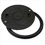 城東テクノ　枠付マンホールカバー　丸枠セットBタイプ　450型／ロック付　JM-450B-1　2セット入　『外構DIY部品』 ブラック(JC)