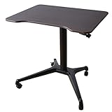 タンスのゲン 【ワンタッチ UP DOWN】 昇降式 スタンディングデスク 幅80cm ガス圧式 キャスター付 アジャスター付 シンプル ブラウン×ブラックフレーム 45400006 01