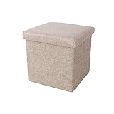 JEFEE 収納スツール 折りたたみ式 ストレージチェア オットマン(ライトブラウン)