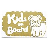 ゴールド（金） 犬 ブルドッグ 横戌 Kids on board キッズオンボード ステッカー 窓ガラス用シールタイプ 車 円戌 干支 動物