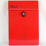 ポスト 郵便ポスト 郵便受け メールボックス壁掛けレッド赤色 ステンレスポストm135