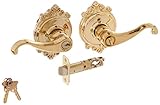 Schlage F51A CALLINGTON 505 BRK Brookshire Deco Rose Entry Door Lock Lifetime Bright Brass by Schlag