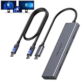 USB Cビデオ出力ハブ、デュアルモニタードッキングステーション、USB-C PDモニター、ポータブルスクリーン用Thunderboltスプリッター、ビデオ出力4K@30-60Hz、4ポートGen2 10Gbps、PD 100W、Type Cビデオケーブル付き。