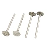 uxcell 軸付砥石　ダイヤモンドバー　研磨ビット　取り付け点　ダイヤモンド　シルバートーン　フラットチップ　4個