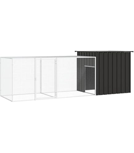 Amazon | vidaXL 犬用ケージ ルーフ&ドア付き グレー 8x2x2 m 亜鉛