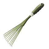 Zhuhaitf 園芸用具 庭造り手工具 Mini Garden Lawn Leaf Rake 30cm Metal Rake Tool for Yard (Plastic Handle)