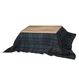 継ぎ脚付き古材風アイアンこたつテーブル ブルック ハイタイプ 120ｘ60cm+保温綿入りこたつ布団チェック柄グリーン 2点セット