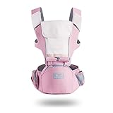 抱っこひも ベビーキャリア よだれカバー 新生児 スリング カバー ケープ 抱っこ紐 通気 夏用 メッシュ おんぶ紐 横抱き 収納 おんぶひも 昔ながら ガーゼ 臀部シット 6way (ピンク)