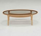 ガラストップ 楕円 リビングテーブル（ナチュラル）