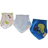 3 Packs Cute Pattern Soft 100% Cotton Baby Bibs for Boys(0-12M) by mom's care