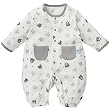 西松屋 EFD ポケット付きスムース長袖コンビドレス（くま総柄）【新生児50-60cm】 新生児 グレー
