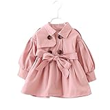 YUEGUANG 子供服 コート 女の子 ウインドブレーカー ベビー服 ジャケット ダブル ベルト付き 春秋 レンチコート ファッション カジュアル 普段着 80-110cm (ピンク, 100cm)