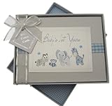 White Cotton Cards Handmade Baby's 1st Years Small Photo Album (Blue Gingham) by WHITE COTTON CARDS