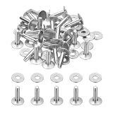 PATIKIL レザーリベット 9x3.3x12mm バー 100セット ワッシャー アルミファスナー 留め具 皮革工具 手芸パーツ メタルスタッド ポスト レザークラフト ベルト 財布 首輪 DIYクラフト