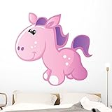 Wallmonkeys wm152719かわいいベビーピンクとパープル漫画ポニーPeel and Stick Wall Decals 48"W x 45"H - x Large GEN-16430-4